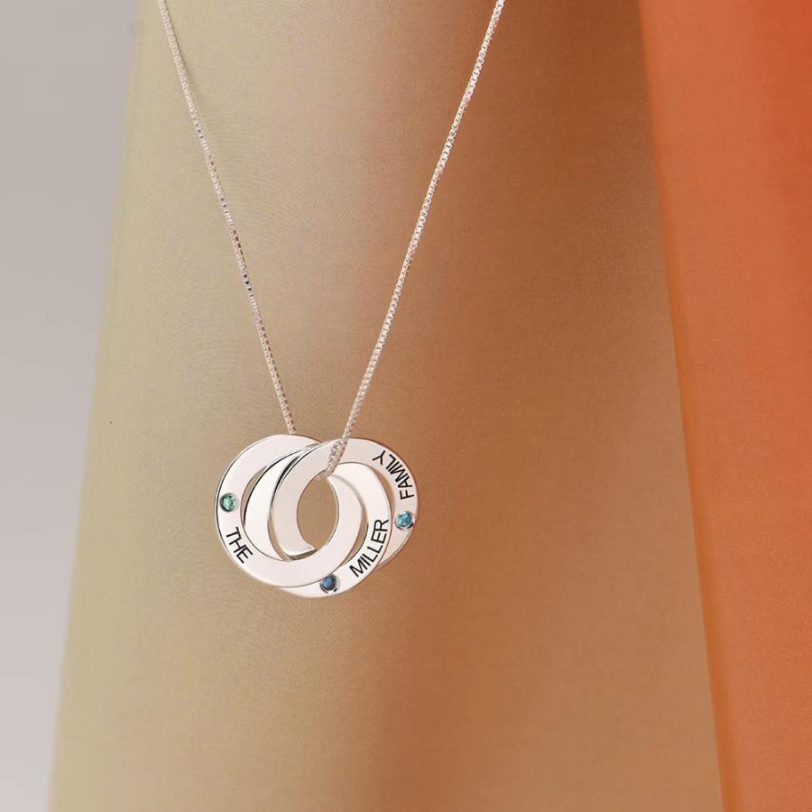 【並行輸入品】MYKA   Personalized Engraved Russian 3 Ring Necklace   Custom Inの画像