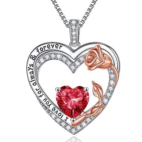 【並行輸入品】Iefil ローズハート誕生石ギフト 女性用 925スターリングシルバー 誕生石ネックレス 母の日 バレンタインデー 記念日 誕生_1
