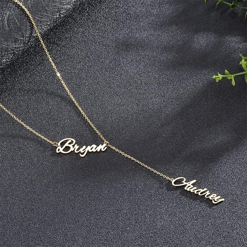 【並行輸入品】MUUYON 14K Gold Name Necklace for Women, 10K/14K/18K Gold Name Pの画像