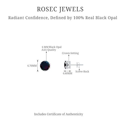 【並行輸入品】Black Opal Solitaire Screw Back Stud Earrings | Birthday Anniverの画像
