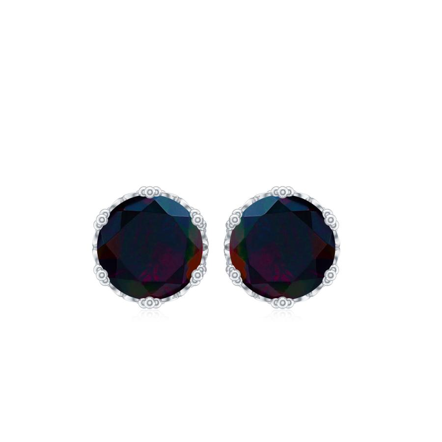 【並行輸入品】Black Opal Solitaire Screw Back Stud Earrings | Birthday Anniverの画像
