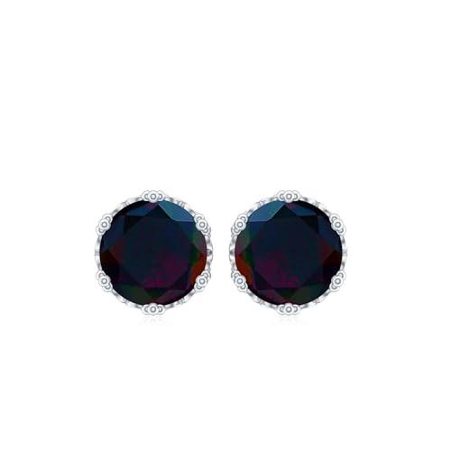 【並行輸入品】Black Opal Solitaire Screw Back Stud Earrings | Birthday Anniverの画像