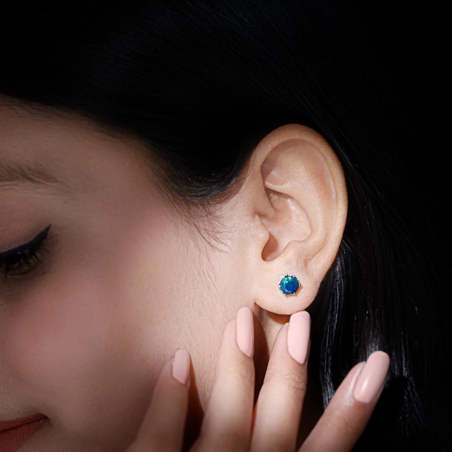 【並行輸入品】Black Opal Solitaire Screw Back Stud Earrings | Birthday Anniverの画像