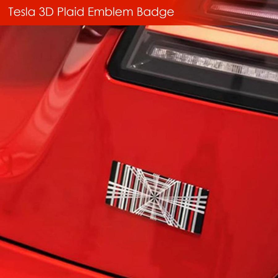 【並行輸入品】ONKENTET Plaid Emblem 3D Badge Sticker Compatible with Tesla Modの画像