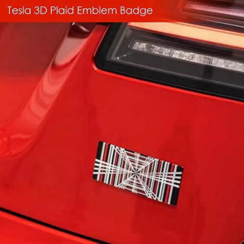 【並行輸入品】ONKENTET Plaid Emblem 3D Badge Sticker Compatible with Tesla Modの画像