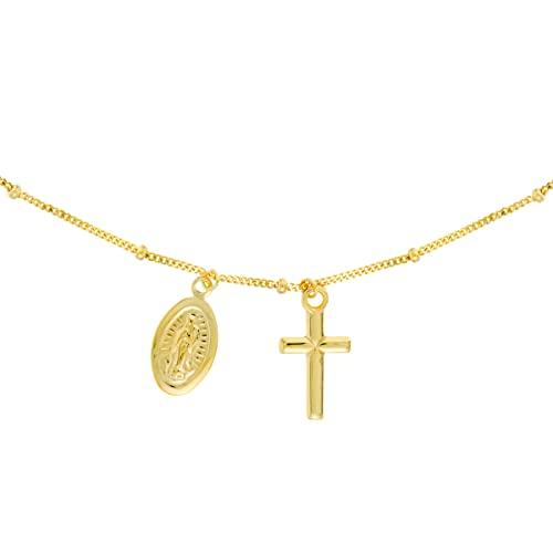 【並行輸入品】JEWELHEART 14K 純金 聖母マリア ネックレス 宗教的 リアルゴールド 十字架ペンダント チョーカーネックレス 女_7