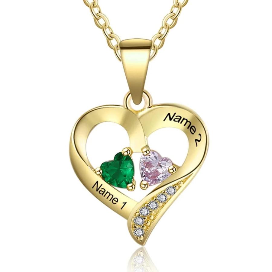 【並行輸入品】GLAVEHO 10K 14K 18K Gold Mother's Day Necklace Heart Birthstoneの画像