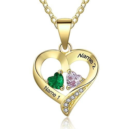 【並行輸入品】GLAVEHO 10K 14K 18K Gold Mother's Day Necklace Heart Birthstoneの画像