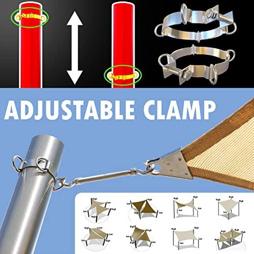 【並行輸入品】ColourTree 8フィート ステンレススチールポール ベースプレート&高さ調節可能な取り付けクランプ付き   取り付け簡単 |  | 04