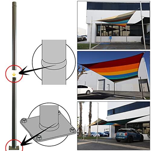 【並行輸入品】ColourTree 8フィート ステンレススチールポール ベースプレート&高さ調節可能な取り付けクランプ付き   取り付け簡単 |  | 07