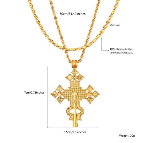 【並行輸入品】Sajayea エチオピア十字架ネックレス 24Kゴールドメッキ ペンダント ハベシャジュエリー レディース コプト十字架ジュエリ