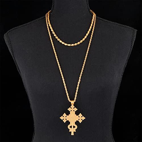 【並行輸入品】Sajayea エチオピア十字架ネックレス 24Kゴールドメッキ ペンダント ハベシャジュエリー レディース コプト十字架ジュエリ