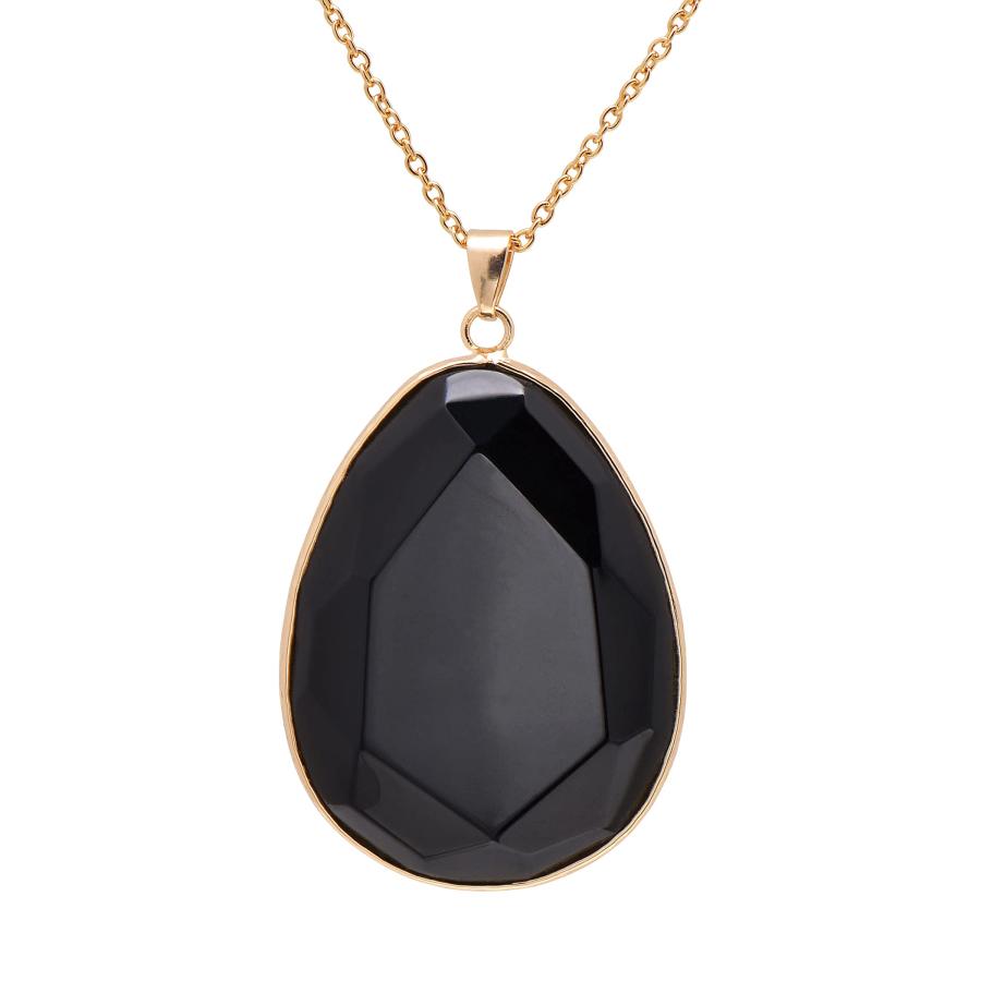 ブラックオニキス大珠ファセットネックレス46センチ　14ミリ ブラックオニキス大珠ファセットネックレス46センチ 14ミリ