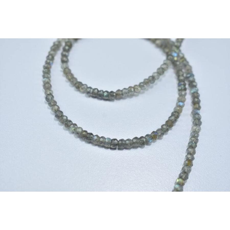 【並行輸入品】DIEM BEADS Natural Labradorite Necklace， Sterling Silver，3，4mm G_6