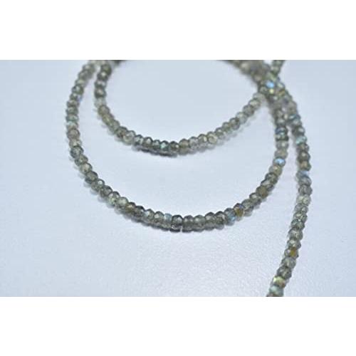 【並行輸入品】DIEM BEADS Natural Labradorite Necklace， Sterling Silver，3，4mm G_7