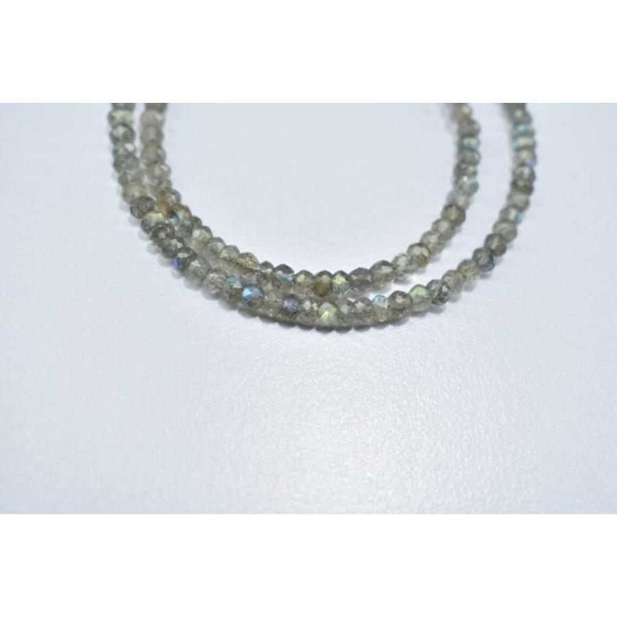 【並行輸入品】DIEM BEADS Natural Labradorite Necklace， Sterling Silver，3，4mm G_9