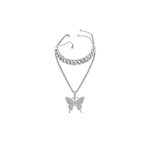 【並行輸入品】2Pcs Butterfly Pendant Necklace for Womens Curb Cuban Link Chain_4