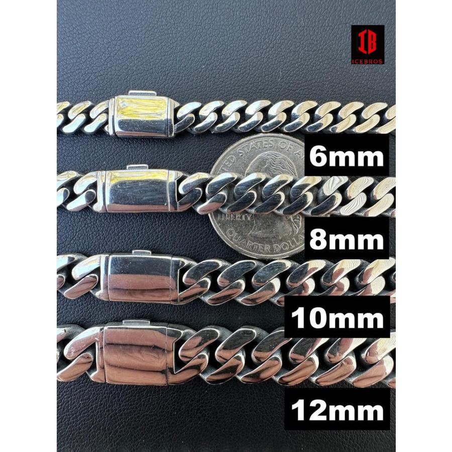 【並行輸入品】ICEBROS Miami Cuban Link Chain Necklace Box Lock 925 Silver Rhodの画像