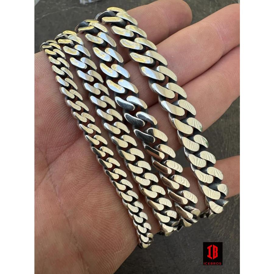 【並行輸入品】ICEBROS Miami Cuban Link Chain Necklace Box Lock 925 Silver Rhodの画像
