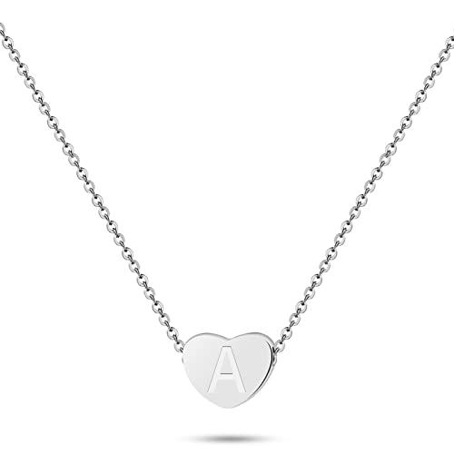【並行輸入品】Aufien 14K ホワイトゴールドメッキ 小さなハートネックレス | 上品なネックレス レディース ティーン ガールズ | パ