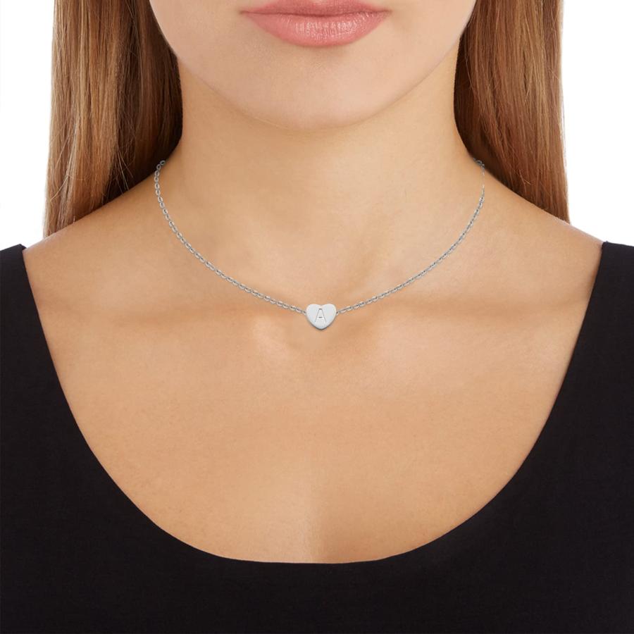 【並行輸入品】Aufien 14K ホワイトゴールドメッキ 小さなハートネックレス | 上品なネックレス レディース ティーン ガールズ | パ