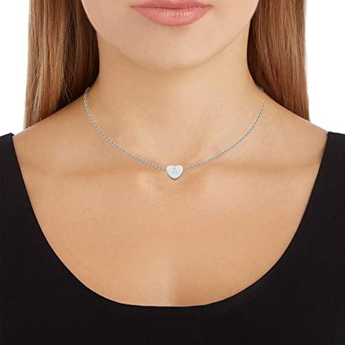【並行輸入品】Aufien 14K ホワイトゴールドメッキ 小さなハートネックレス | 上品なネックレス レディース ティーン ガールズ | パ
