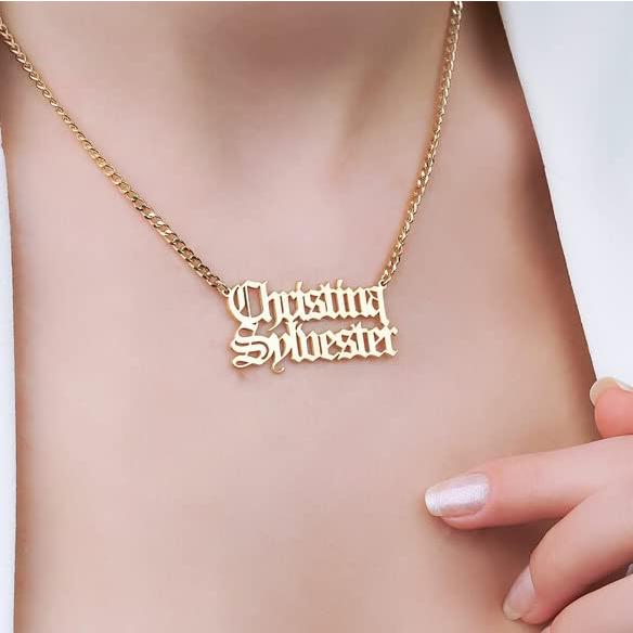 【並行輸入品】MUUYON 14K Gold Name Necklace Personalized for Women, 10K/14K/18の画像