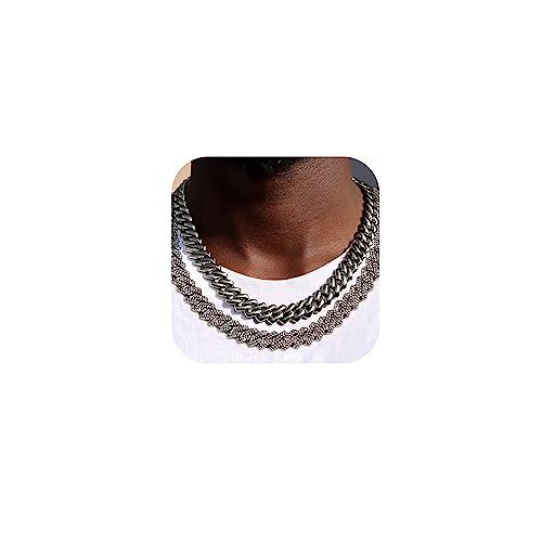 並行輸入品】WKTYCCT 2pcs Cuban Link Chain for Men Women Iced Out 