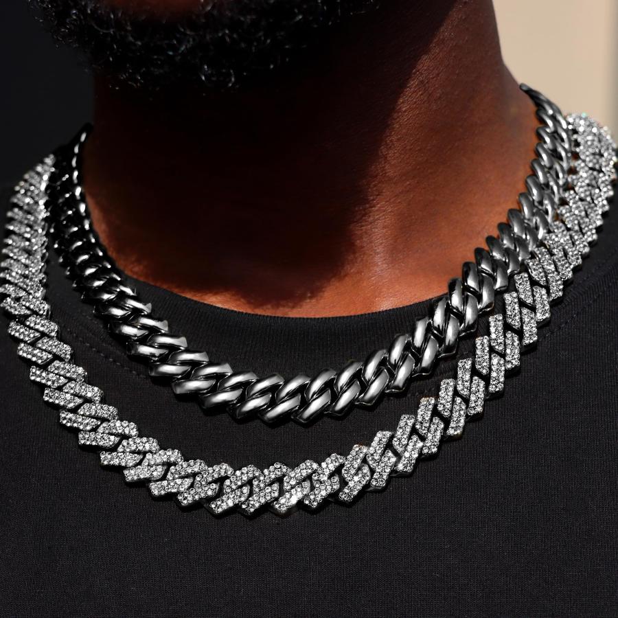 並行輸入品】WKTYCCT 2pcs Cuban Link Chain for Men Women Iced Out 