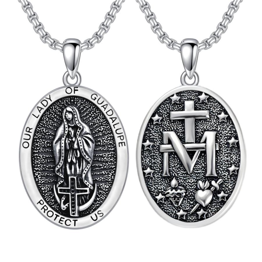 SIMONLY 聖母マリアネックレス 925スターリングシルバー 奇跡のメダル 