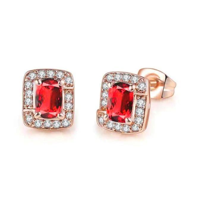 【並行輸入品】Paris Jewelry 18K ローズゴールド プリンセス ヘイロー ペンダントネックレス イヤリング テニスブレスレット ジ_4