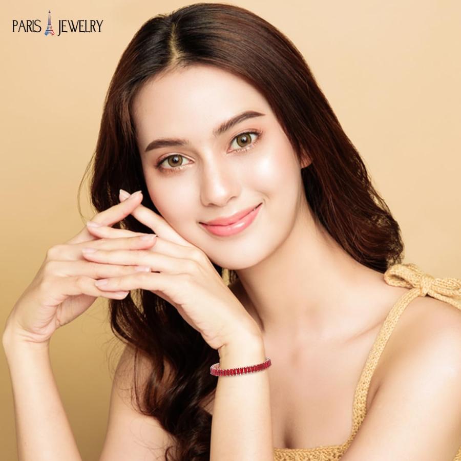 【並行輸入品】Paris Jewelry 18K ローズゴールド プリンセス ヘイロー ペンダントネックレス イヤリング テニスブレスレット ジ_8