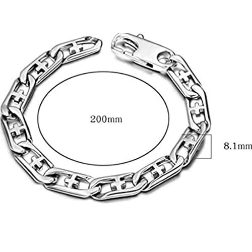 【並行輸入品】Men's Solid Metal cross cuban Charm bracelet 14k White Gold Platの画像