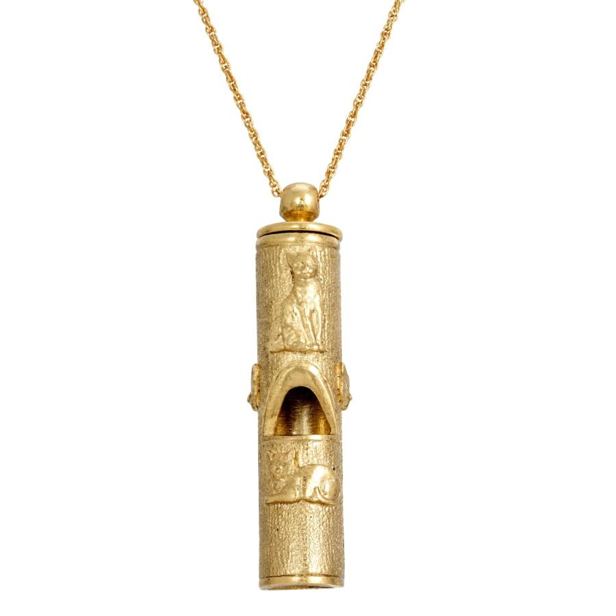 【並行輸入品】1928 Jewelry 猫ペンダントネックレス ホイッスル 30インチ, 金属 1928 Jewelry Gold Cat Peの画像