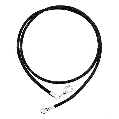 【並行輸入品】Glam Cords 2mm サテンシルクコードネックレスチェーン ペンダント用 丈夫なシルバークラスプ付き 16インチ 18インの画像