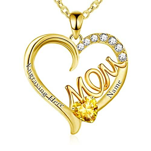 【並行輸入品】MeetMuse Personalized 10K/14K/18K Real Gold Mom Necklace Name Biの画像