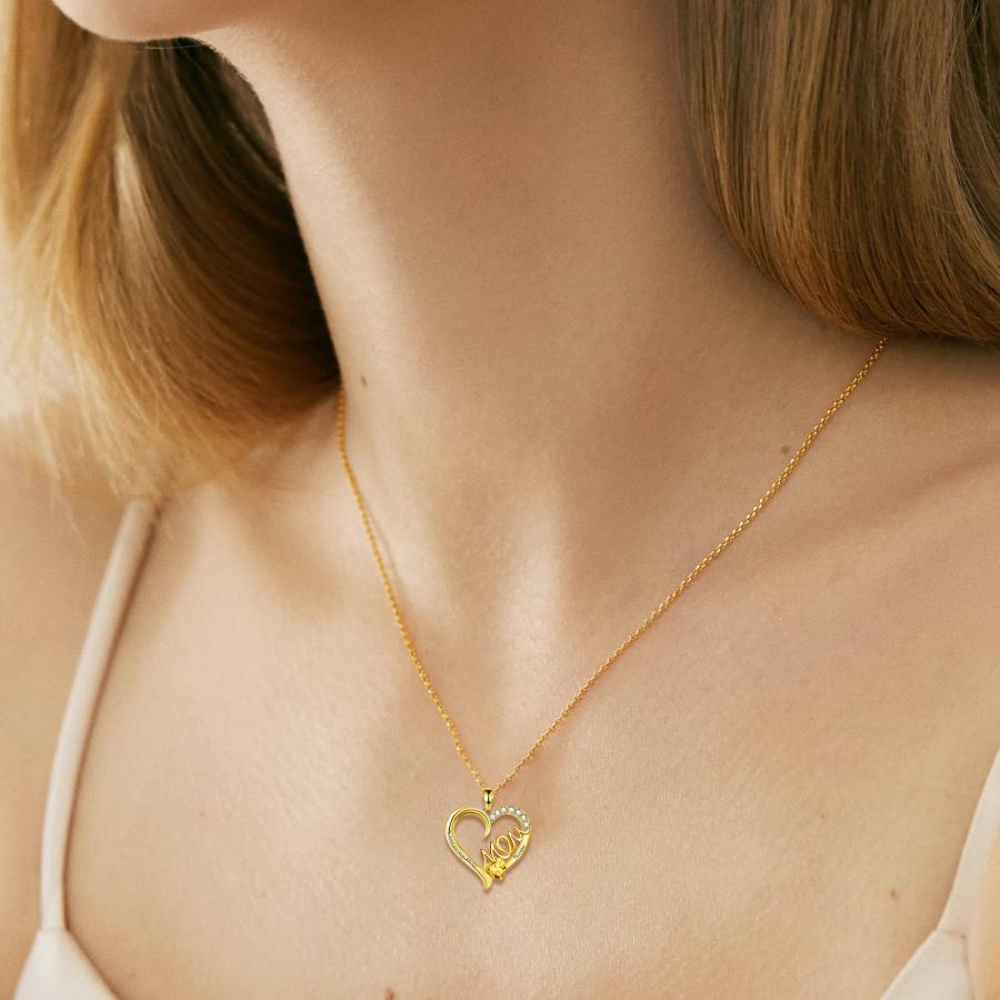【並行輸入品】MeetMuse Personalized 10K/14K/18K Real Gold Mom Necklace Name Biの画像