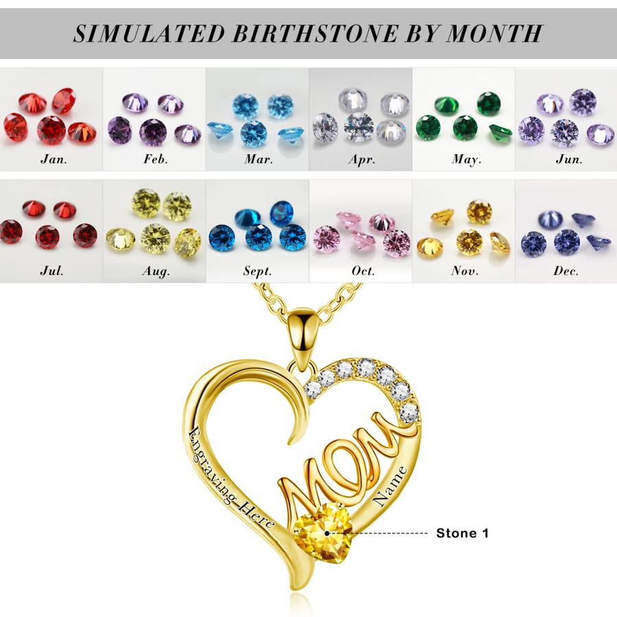 【並行輸入品】MeetMuse Personalized 10K/14K/18K Real Gold Mom Necklace Name Biの画像