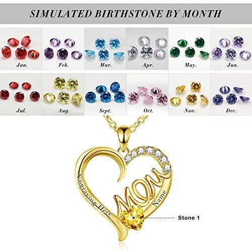 【並行輸入品】MeetMuse Personalized 10K/14K/18K Real Gold Mom Necklace Name Biの画像