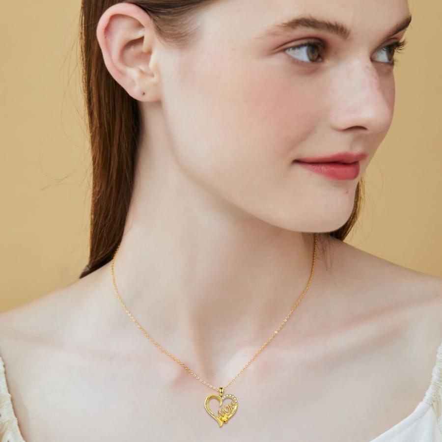 【並行輸入品】MeetMuse Personalized 10K/14K/18K Real Gold Mom Necklace Name Biの画像