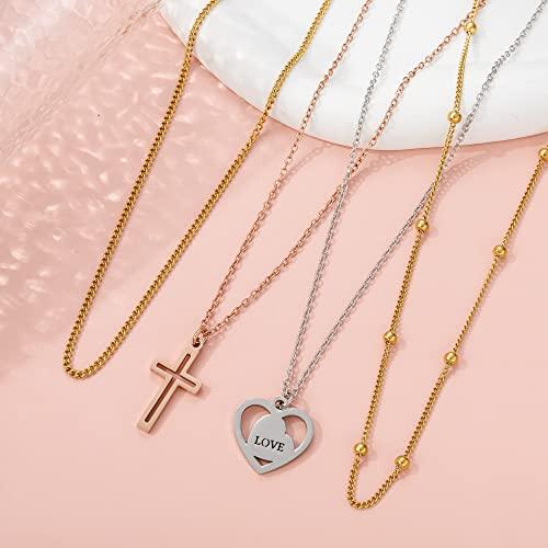 【並行輸入品】MULTIONS Dainty Gold Necklace for Women，18K Real Gold Plated Lon_4