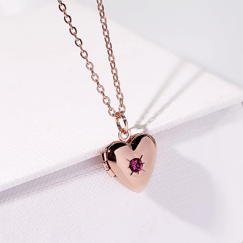 【並行輸入品】MUUYON 14K Gold Birthstone Photo Locket Necklace, Custom Personaの画像