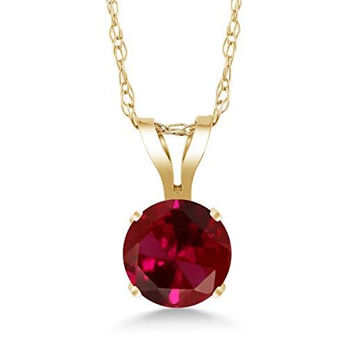 【並行輸入品】[Gem Stone King] 0.4カラット シンセティック ルビー ネックレス レディース 14金 イエローゴールド K14の画像
