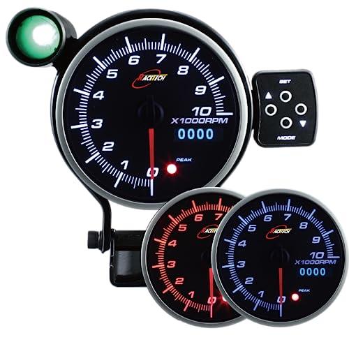 電気式 115mm タコメーター 0 10,000RPM ホワイト&アンバーレッド 