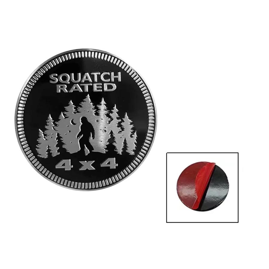 【並行輸入品】Squatch Rated 4 x 4 カーエンブレム メタル 自動車バッジ 3D カーバッジ ステッカー ジープ ラングラー 車の画像