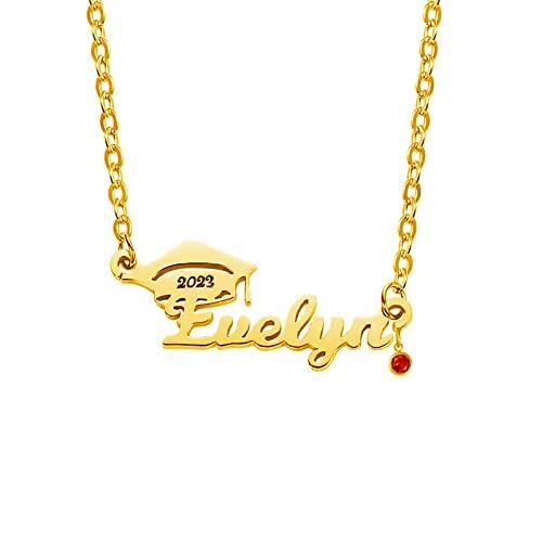 【並行輸入品】SISGEM 2023 Graduation Gifts Real Gold Nameplate Pendant Necklacの画像