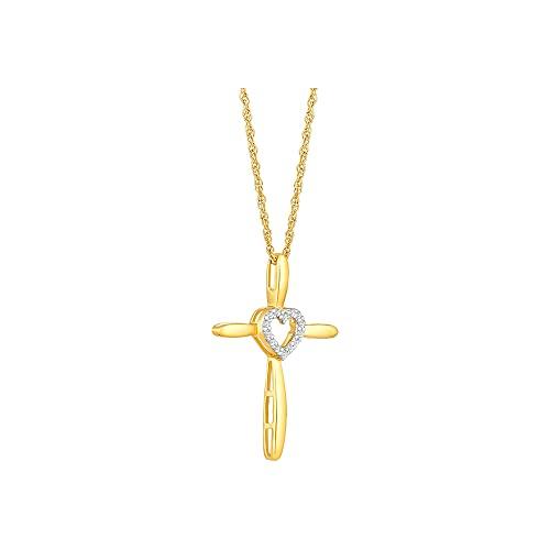 【並行輸入品】ARAIYA FINE JEWELRY スターリングシルバーまたは10Kゴールド ラウンドダイヤモンド クロスハートペンダント ス_4
