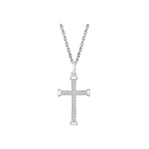 【並行輸入品】ARAIYA FINE JEWELRY 10Kゴールドまたはスターリングシルバー ラウンドダイヤモンドクロスペンダント スターリンの画像