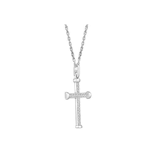 【並行輸入品】ARAIYA FINE JEWELRY 10Kゴールドまたはスターリングシルバー ラウンドダイヤモンドクロスペンダント スターリンの画像