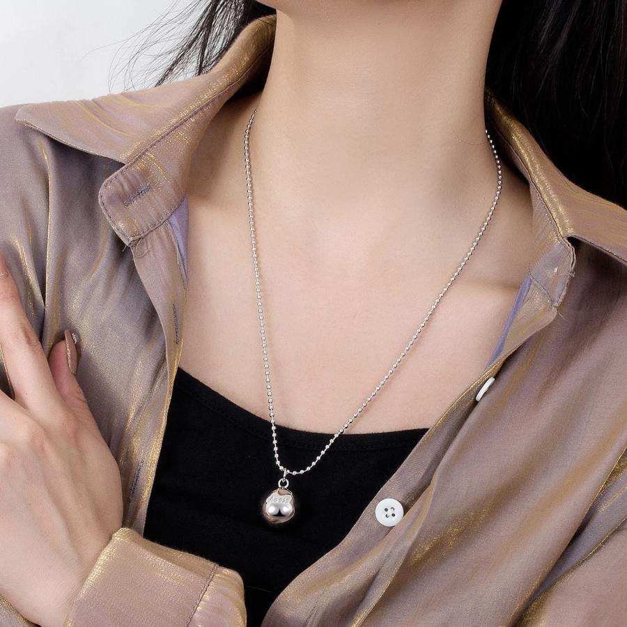 【並行輸入品】H&Beautimer 925スターリングシルバーネックレス メンズ レディース シルバーラウンドビーズペンダント スモールベルネ_3